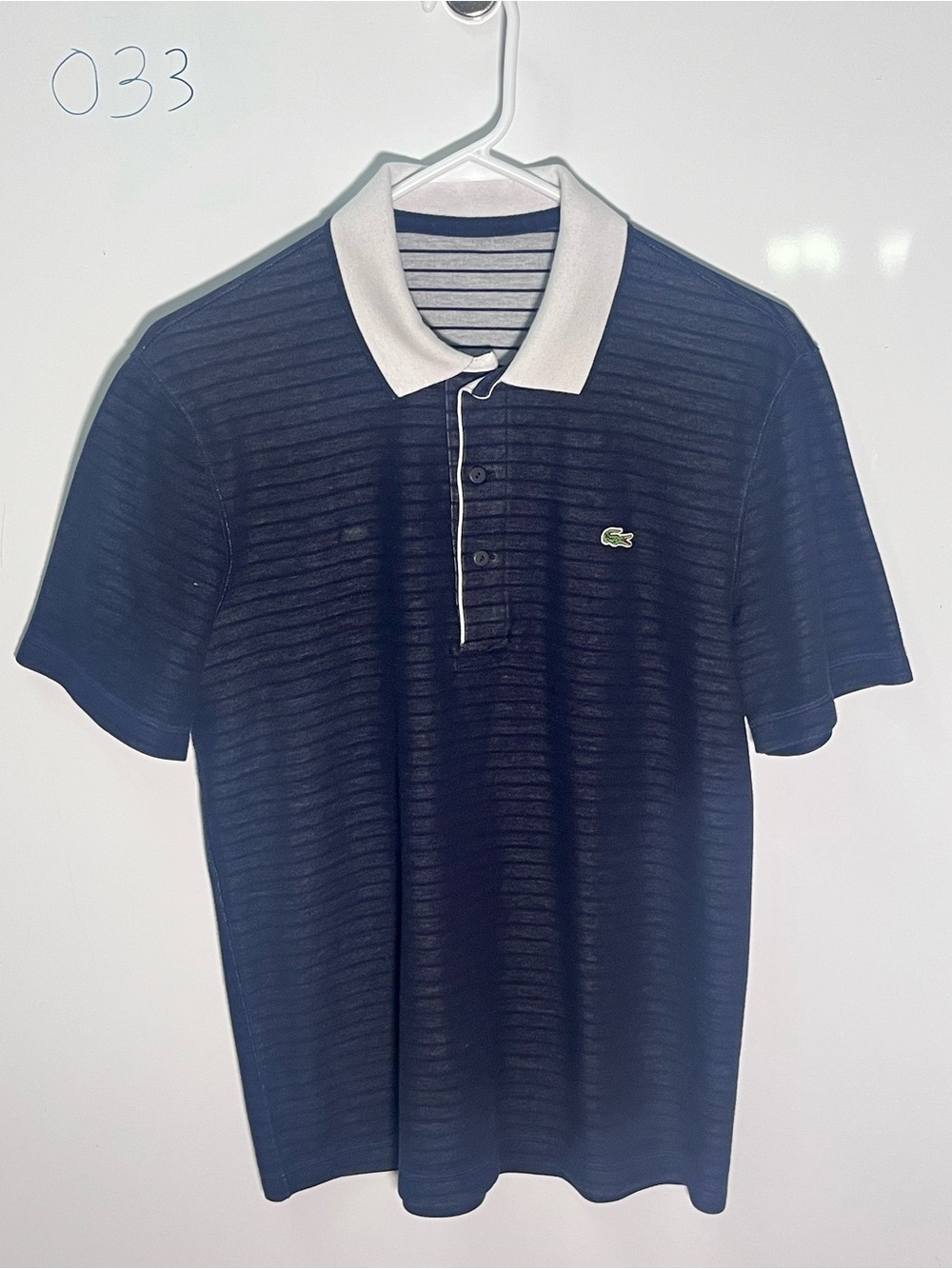 Lacoste Navy Polo with White Contrast Collar